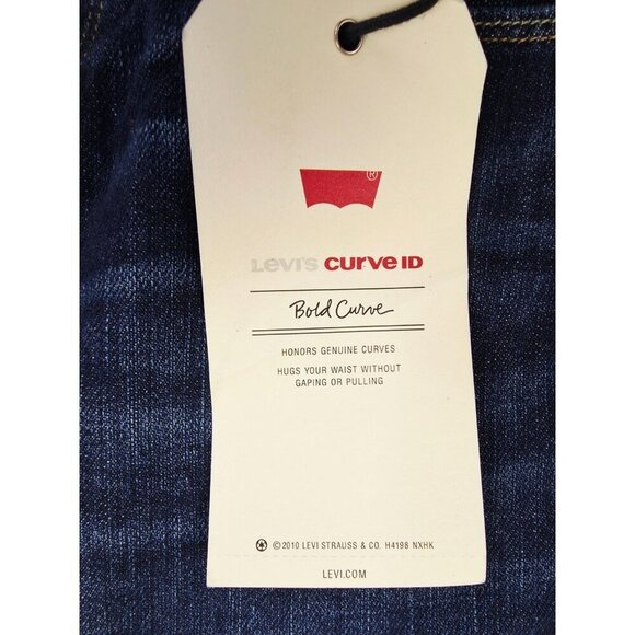 Levi's Size 27X32 Womens Bootcut Bold Curve Modern Fit Blue Denim Logo Jeans NWT - Picture 4 of 15
